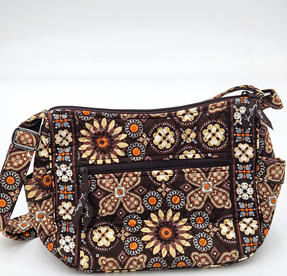 Vera Bradley Quilted Brown Canyon Saddel Up Mosaic Crossbody Handbag Lined Boho